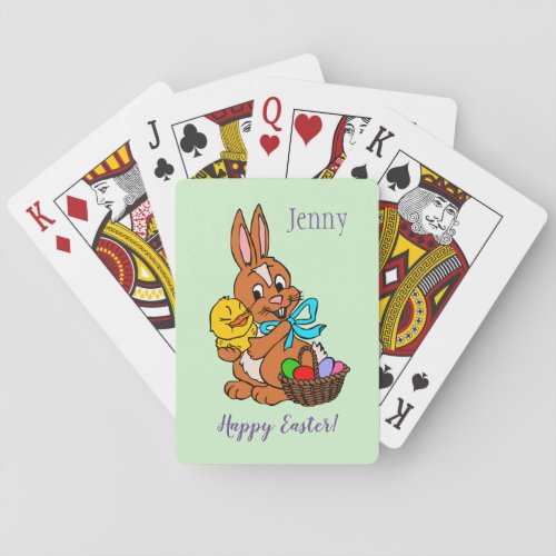 Easter Bunny and Chick Playing Cards