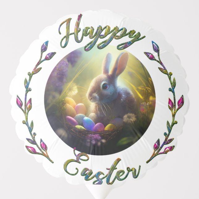 Easter Bunny and Chick With Egg Baskets Balloon (Front)