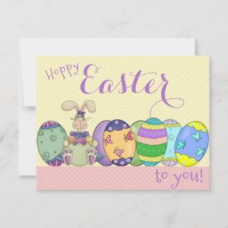 Easter Bunny And Colored Eggs Card For Kids
