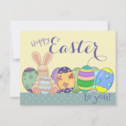 Easter Bunny And Colored Eggs Card For Kids