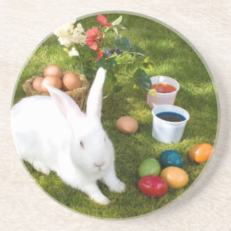 Easter Bunny And Colored Eggs Coaster