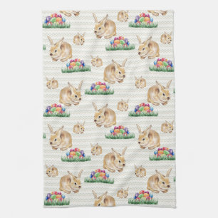 Easter bunny and colorful eggs towel