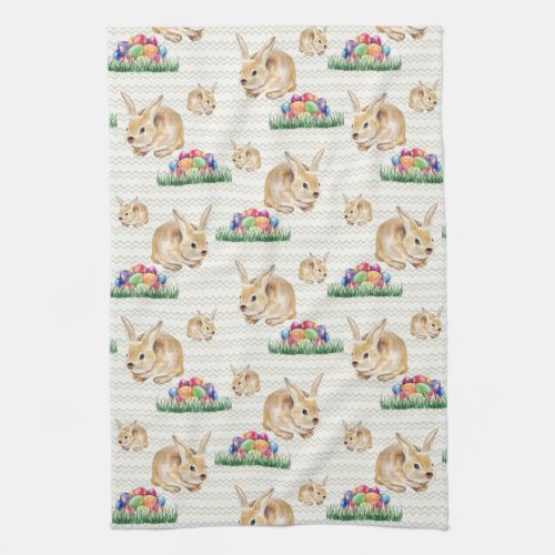 Easter bunny and colorful eggs towel