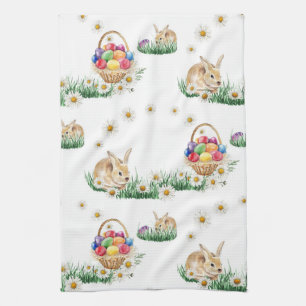 Easter bunny and colorful eggs towel