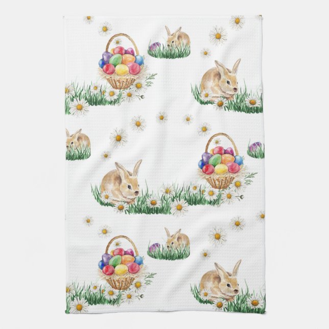 Easter bunny and colorful eggs towel (Vertical)