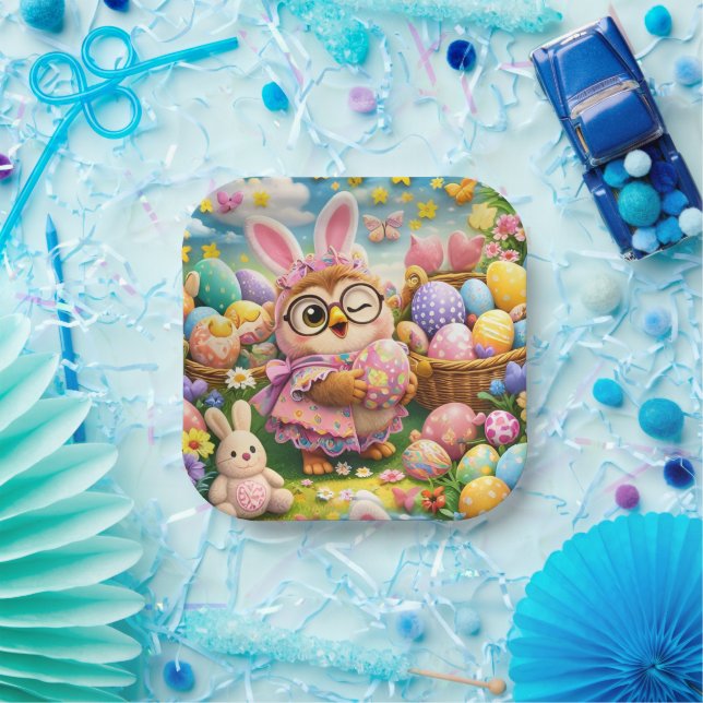 Easter bunny and colourful eggs party design paper plates (Party)