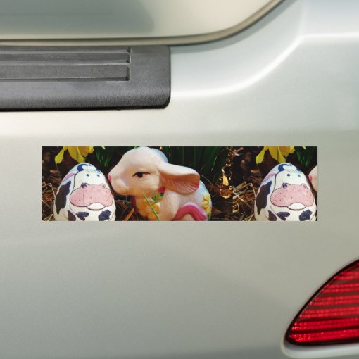 Easter Bunny and cow egg Bumper Sticker Zazzle