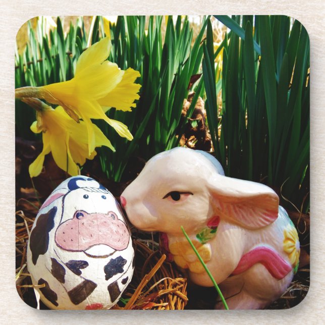 Easter Bunny and cow egg Coaster (Front)
