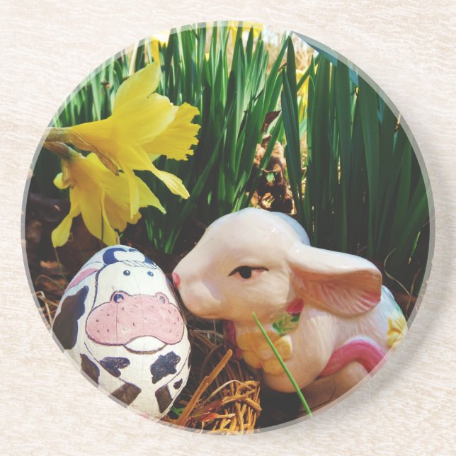 Easter Bunny and cow egg Coaster (Front)