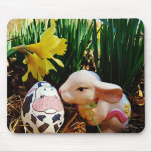 Easter Bunny and cow egg Mouse Pad