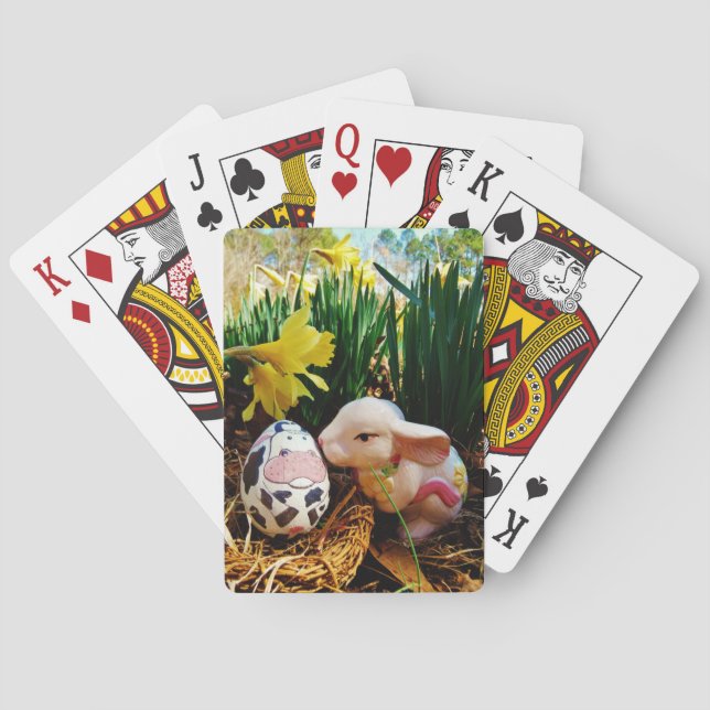 Easter Bunny and cow egg Poker Cards (Back)