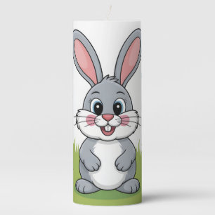 Easter Bunny and Duckling in Spring Meadow Pillar Candle