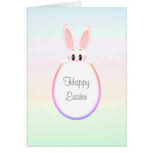 Easter Bunny and Easter Egg on Pastel Colors Cards
