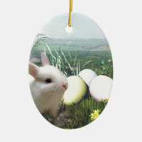 Easter Bunny and Easter Eggs Ceramic Ornament