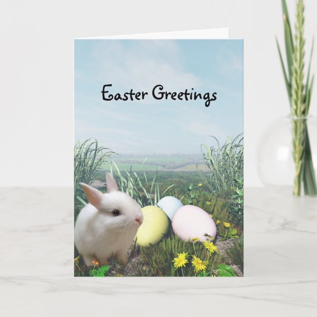Easter Bunny and Easter Eggs Greeting Card (Front)