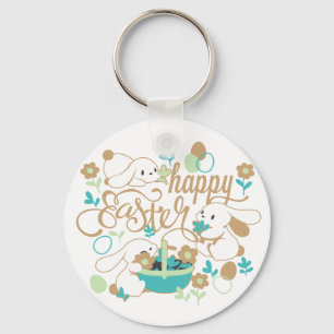Easter Bunny and Egg Hunt Pattern Keychain