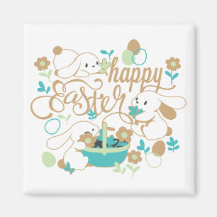 Easter Bunny and Egg Hunt Pattern Magnet