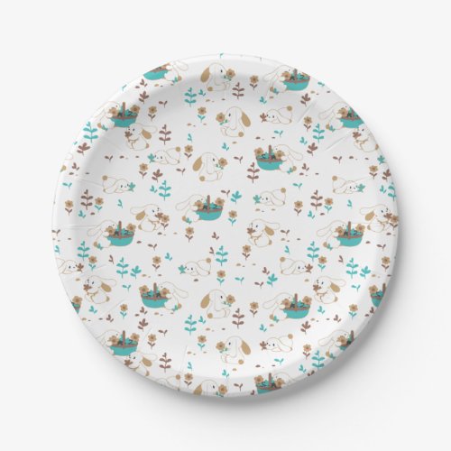 Easter Bunny and Egg Hunt Pattern Paper Plates