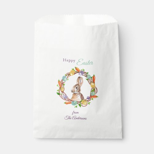 Easter Bunny and Egg wreath watercolor Favor Bag