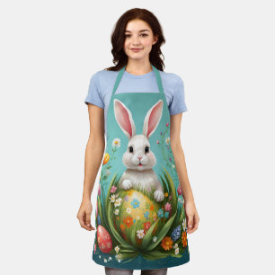 Easter Bunny and Eggs Floral Design Apron