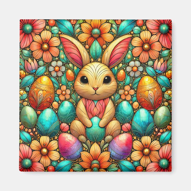 ~ Easter Bunny and Eggs ~  Magnet (Front)