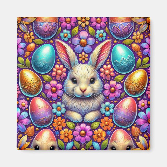 ~ Easter Bunny and Eggs ~  Magnet (Front)