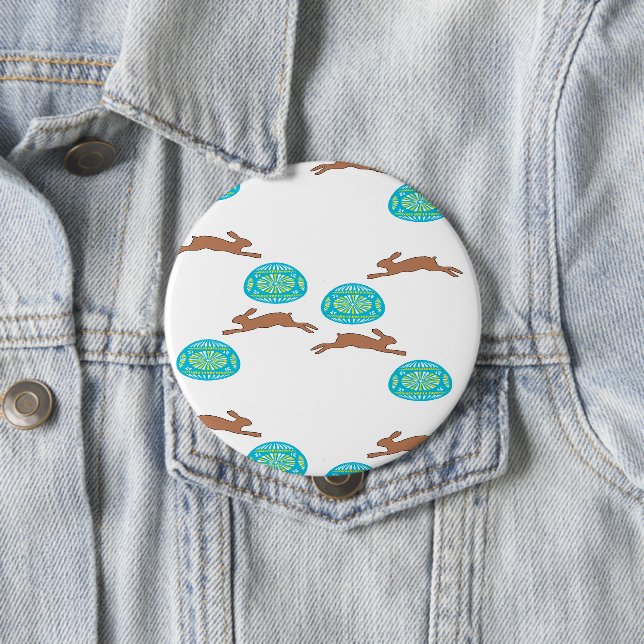 easter bunny and eggs on white button (In Situ)