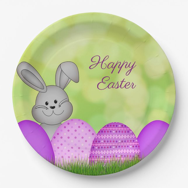 Easter Bunny and Eggs Paper Plates (Front)