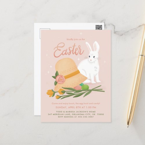 Easter Bunny and Eggs Party Invitation Postcard
