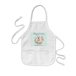 Easter Bunny and Flowers Custom Name Kids' Apron