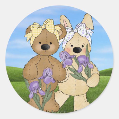 Easter Bunny and Friend Classic Round Sticker