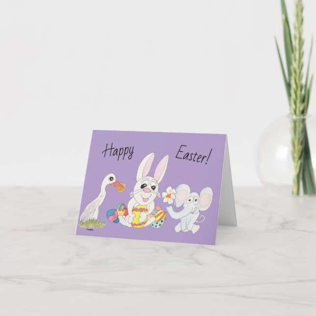 Easter Bunny and Friends Holiday Card (Front)