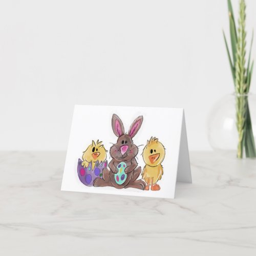 Easter bunny and friends thank you card