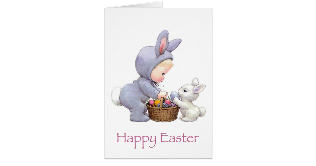 Easter Bunny and Girl Card | Zazzle