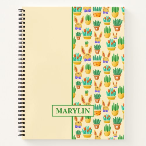 EASTER BUNNY AND HOUSE PLANTS CUSTOM PATTERN NOTEBOOK
