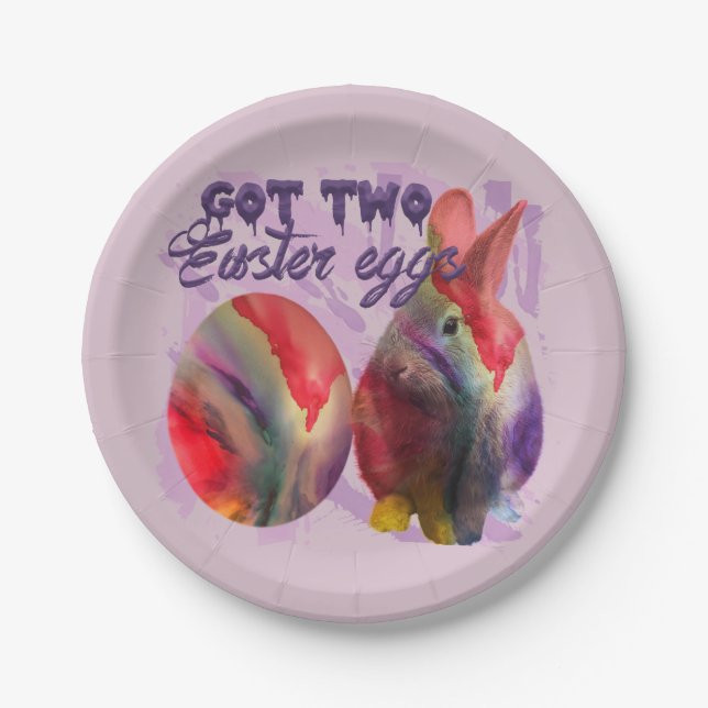 Easter Bunny And Painted Egg Paper Plates (Front)