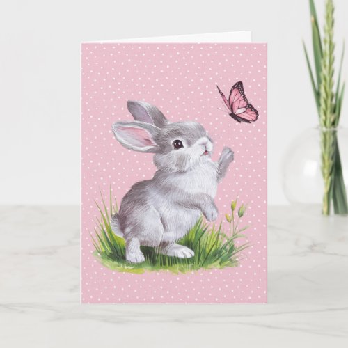 Easter Bunny and Pink Butterfly