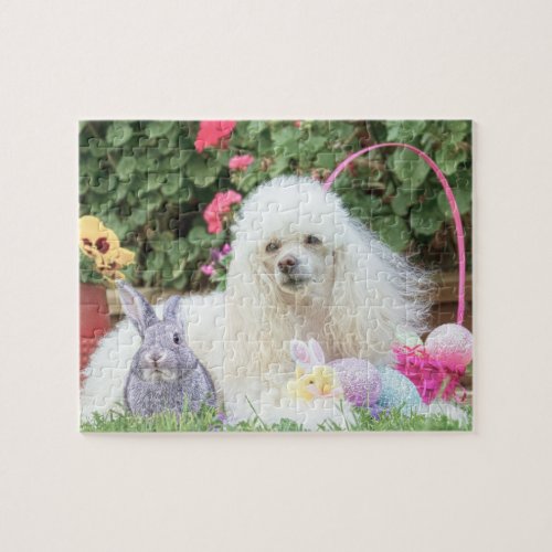 Easter Bunny and poodle jigsaw puzzle