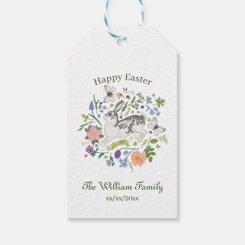 Easter Bunny and Spring Flowers   Gift Tags