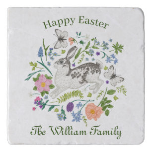 Easter Bunny and Spring Flowers Trivet