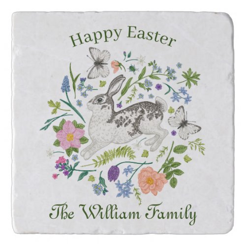 Easter Bunny and Spring Flowers     Trivet