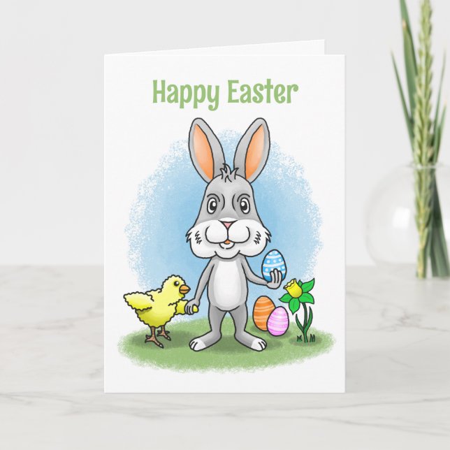 Easter bunny and the chicken holiday card (Front)