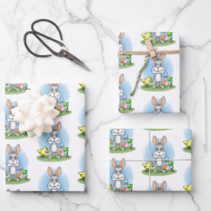 Easter Bunny and the colorful Easter eggs Wrapping Paper Sheets