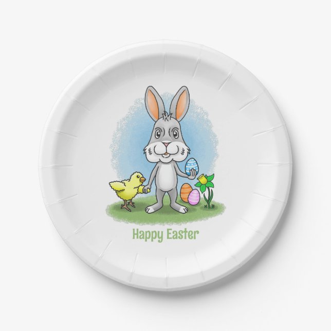 Easter bunny and the Yellow Chicken Paper Plates (Front)