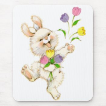 Easter Bunny And Tulips Mouse Pad by stargiftshop at Zazzle