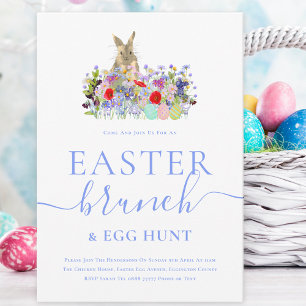 Easter Bunny and Wildflowers Egg Hunt and Brunch Invitation