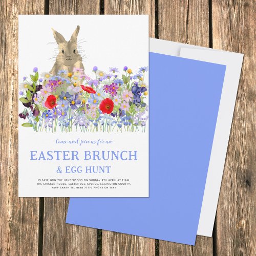 Easter Bunny and Wildflowers Egg Hunt and Brunch Invitation