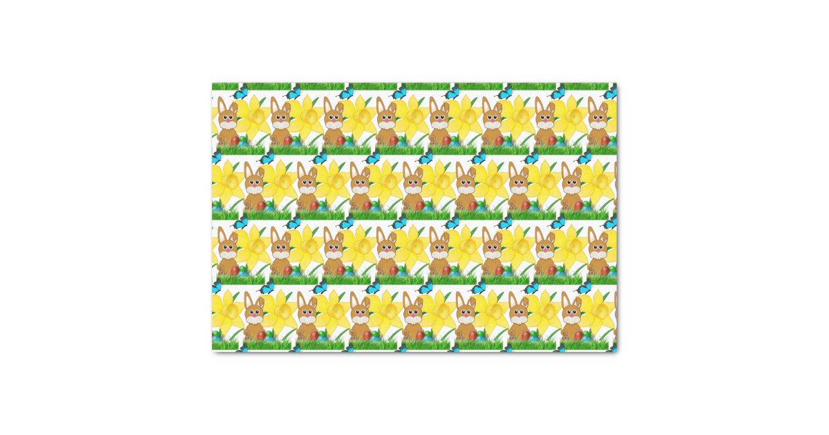 Easter Bunny and Yellow Daffodils Flower Tissue Paper | Zazzle Easter Bunny and Yellow Daffodils Flower  Tissue Paper | Zazzle