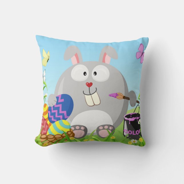 Easter bunny April Throw Pillow (Front)
