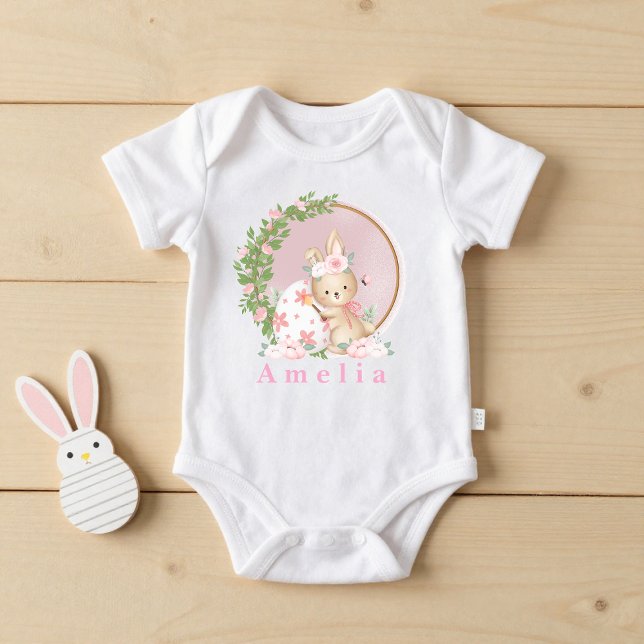 Easter Bunny at Garden Personalized baby bodysuit (Creator Uploaded)